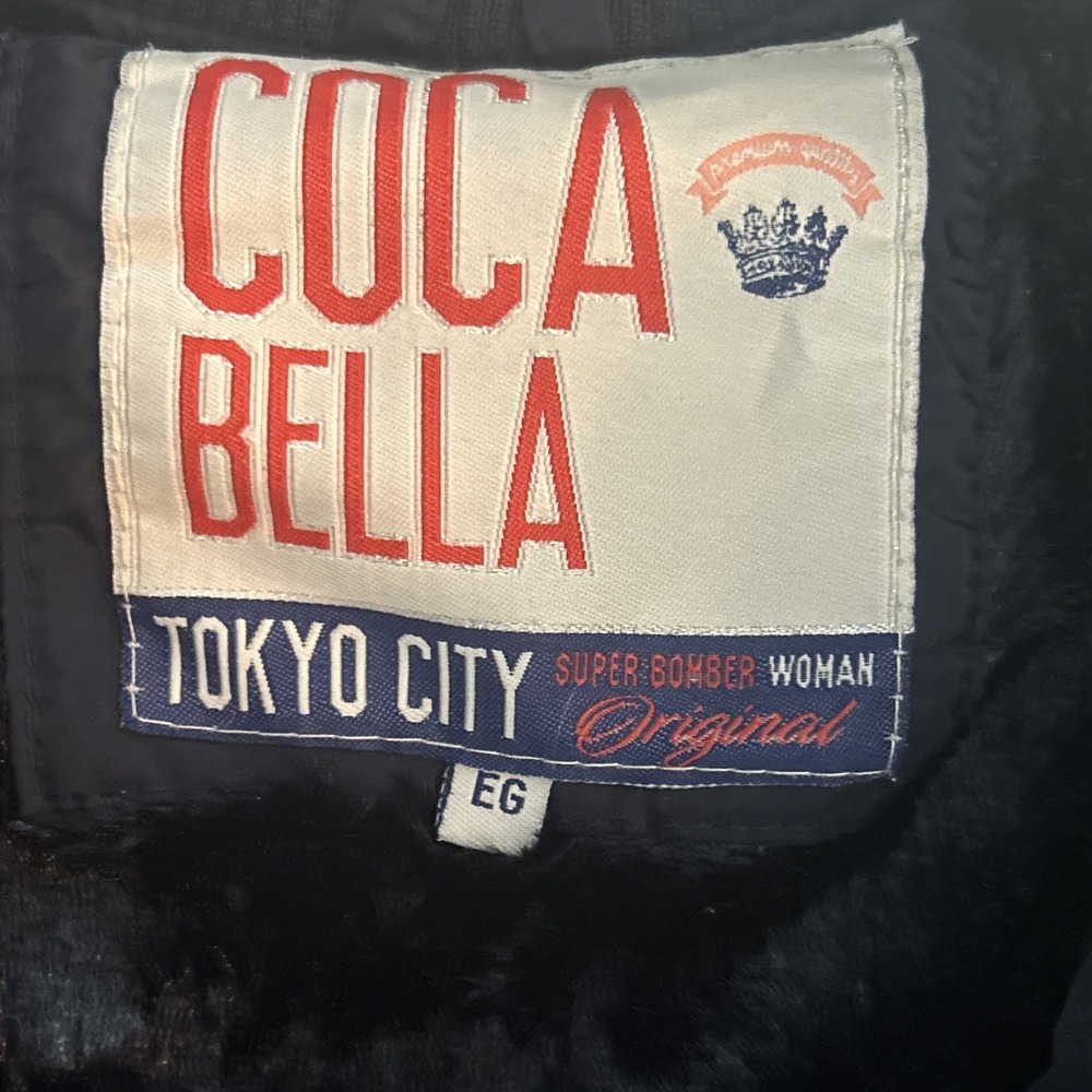 Coca Bella Moto Racing‎ Bomber Jacket – Navy Satin Patch Streetwear Y2K Style - Picture 6 of 12